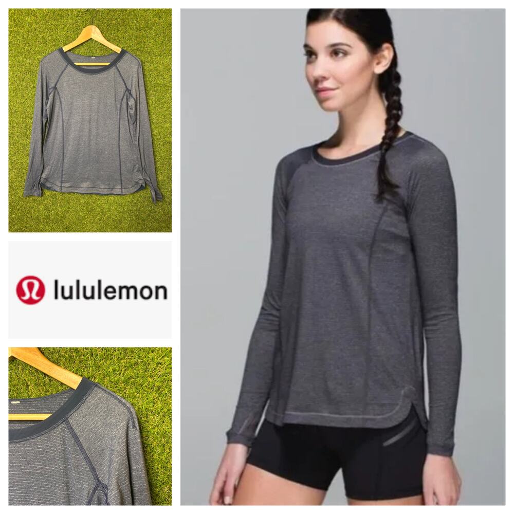Lululemon Turn It Up Long Sleeve Top Gray Lightweight Athletic Pullover 8-10